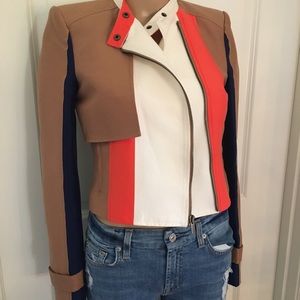 BCBG Dixon Blocked Moto Blazer
